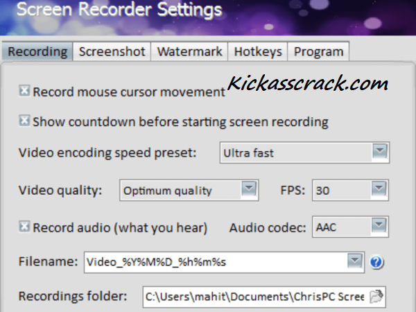 ChrisPC Screen Recorder 2.23.0911.0 Crack + Serial Key Free [Updated] 2024
